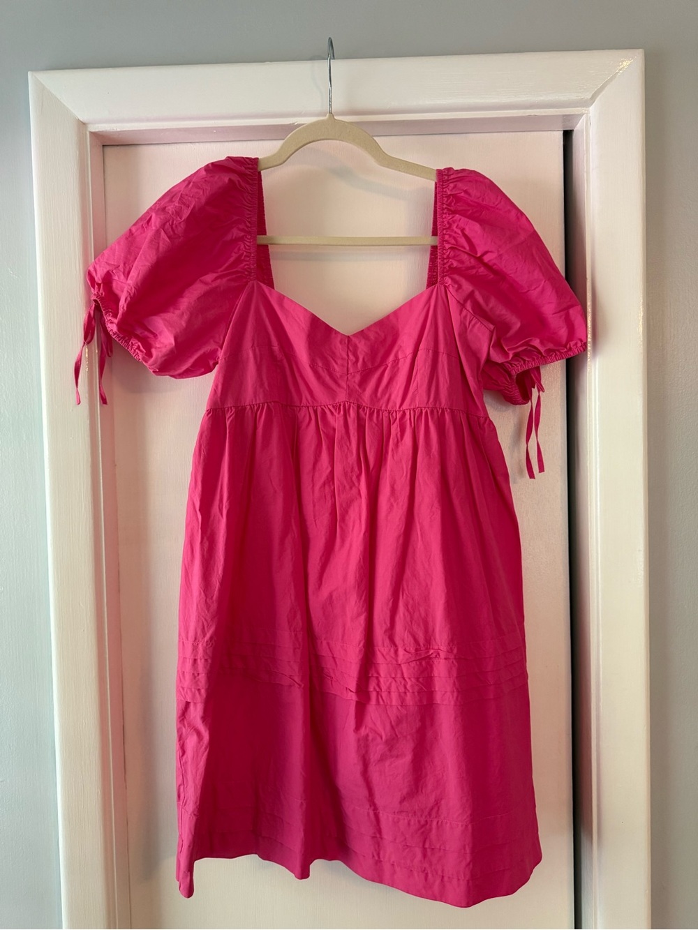 English Factory Hot Pink Puff Sleeve Mini Dress